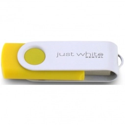 Yellow/White Laser Engraved Swing Custom USB Flash Drives - 16GB