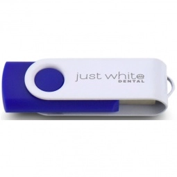 Blue/White Laser Engraved Swing Custom USB Flash Drives - 16GB