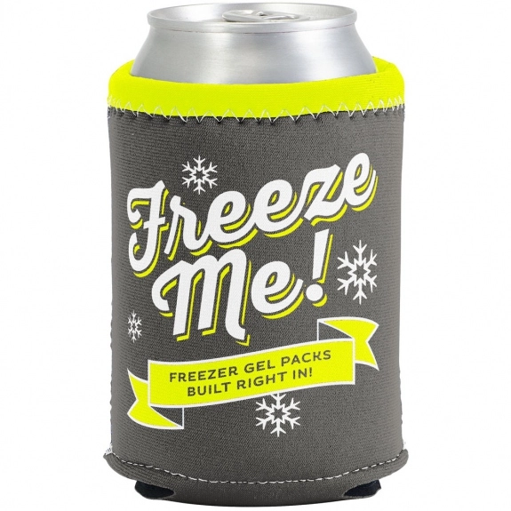 Slate/Neon Yellow Freezable Custom Can Coolers