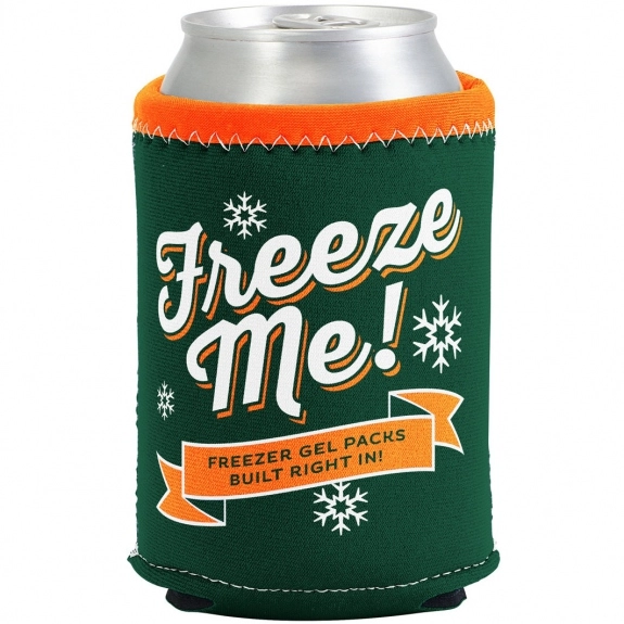 Deep Green/Orange Freezable Custom Can Coolers