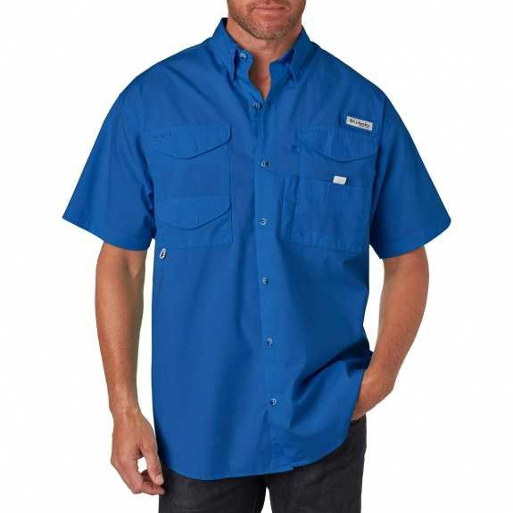 Vivid Blue Columbia PFG Bonehead Short Sleeve Custom Shirts