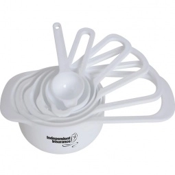 White Stacking Promotional Measuring Cups and Spoon Set