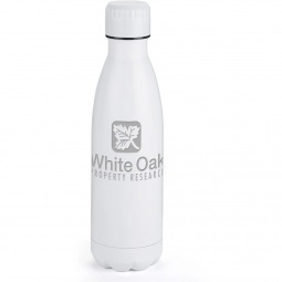 White Laser Engraved Vacuum Insulated Dipped Custom Water Bottle - 17 oz.
