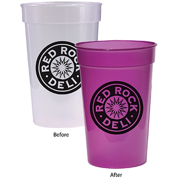 Frosted / Purple Sun Fun Color Changing Promotional Stadium Cup - 17 oz.
