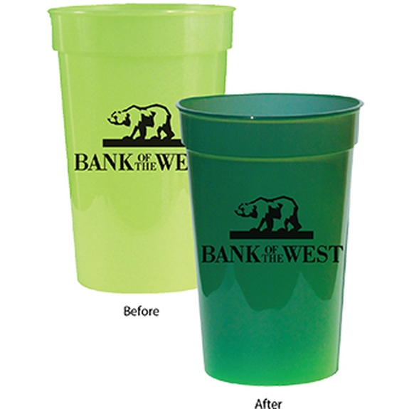 Yellow / Green Sun Fun Color Changing Promotional Stadium Cup - 17 oz.