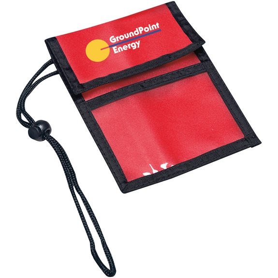 Red - Custom Printed Neck Wallet w/ Adjustable Strap