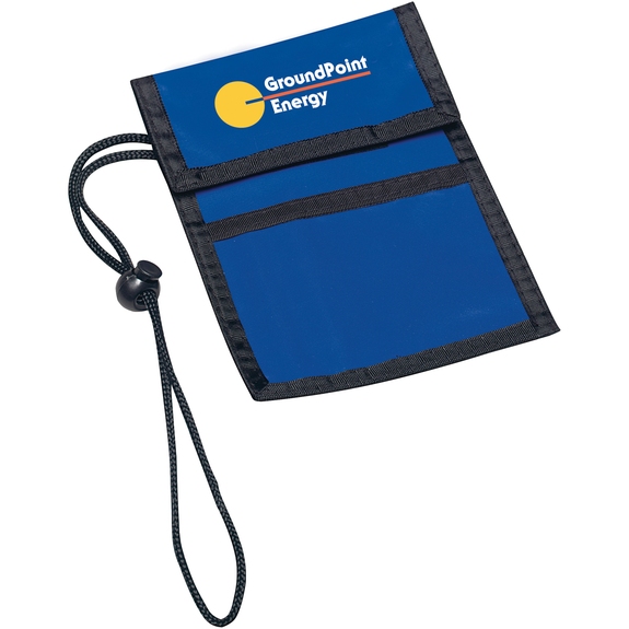 Blue - Custom Printed Neck Wallet w/ Adjustable Strap
