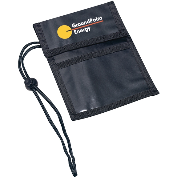 Black - Custom Printed Neck Wallet w/ Adjustable Strap