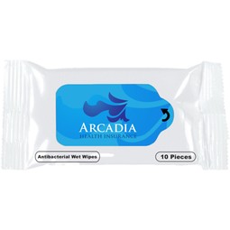 White - Promotional Antibacterial Wipe Packets - 10 count