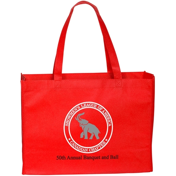 Red Non Woven Custom Tote Bags - 16"w x 12"h x 6"d