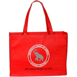 Red Non Woven Custom Tote Bags - 16"w x 12"h x 6"d