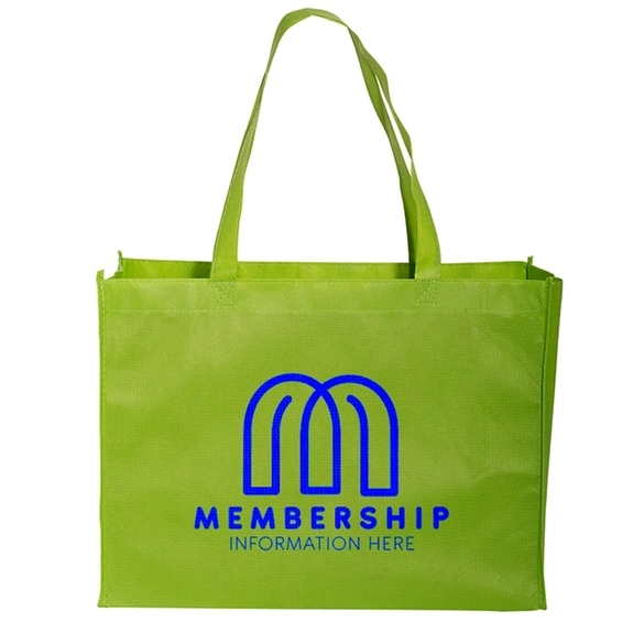 Lime Green Non Woven Custom Tote Bags - 16"w x 12"h x 6"d