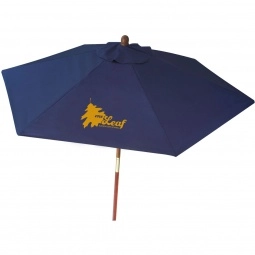 Navy Wood Table Custom Umbrellas