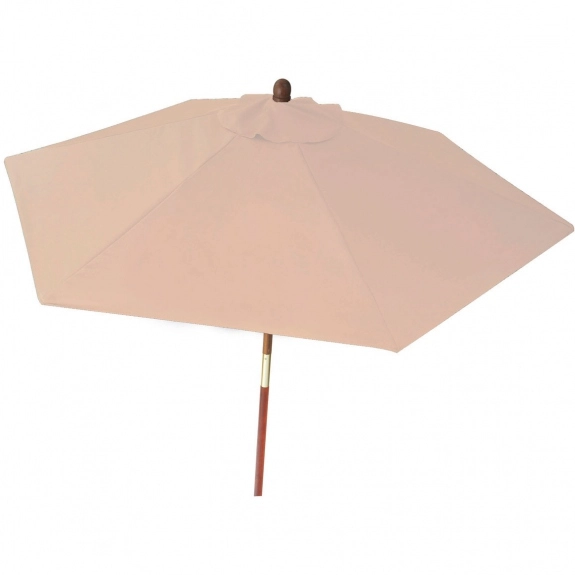 Natural Wood Table Custom Umbrellas