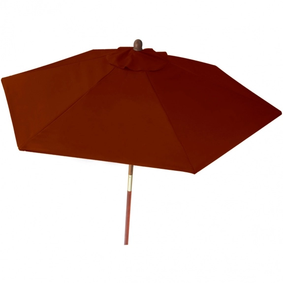 Brown Wood Table Custom Umbrellas