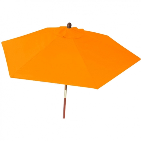 Orange Wood Table Custom Umbrellas