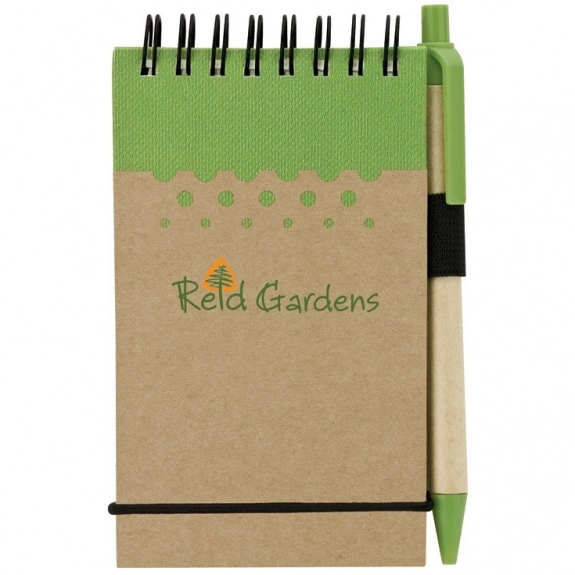 Green Recycled Mini Custom Jotter w/ Pen - 3.5"w x 5.5"h 