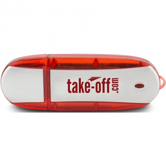 Red Oblong Translucent Accent Imprinted USB Drive - 1GB