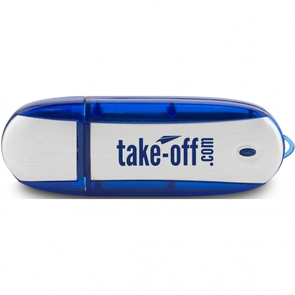 Blue Oblong Translucent Accent Imprinted USB Drive - 1GB