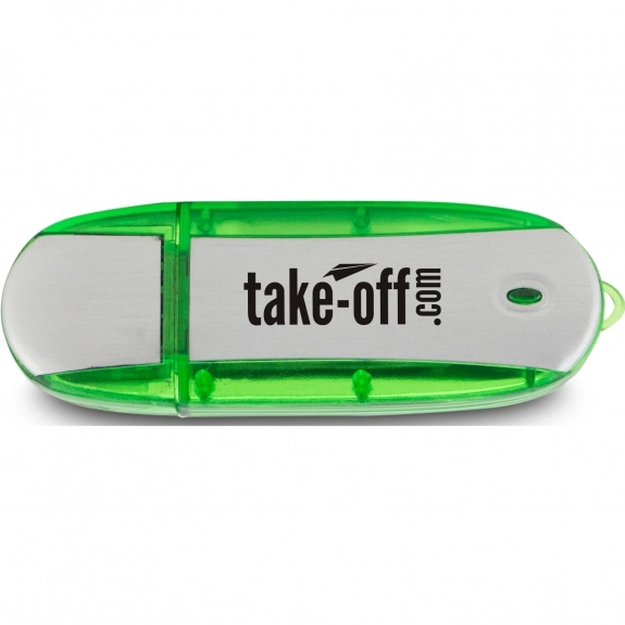 Green Oblong Translucent Accent Imprinted USB Drive - 1GB