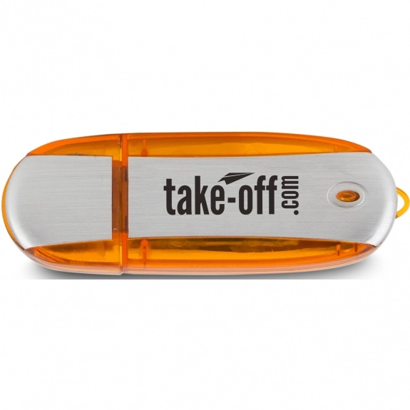 Orange Oblong Translucent Accent Imprinted USB Drive - 1GB