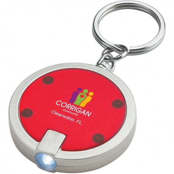 Red Full Color Round LED Light Promotional Key Tag