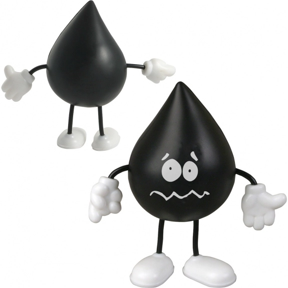 Black Silly Face Droplet Figure Promotional Stress Reliever