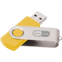 Yellow/Silver Laser Engraved Swing Custom USB Flash Drives - 32GB