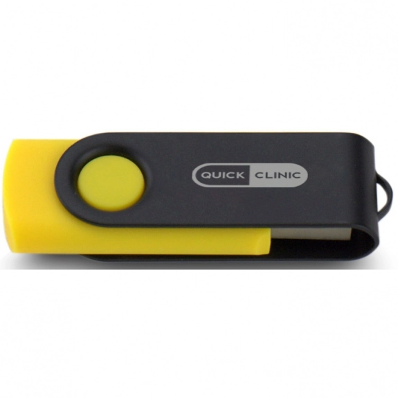 Yellow/Black Laser Engraved Swing Custom USB Flash Drives - 32GB