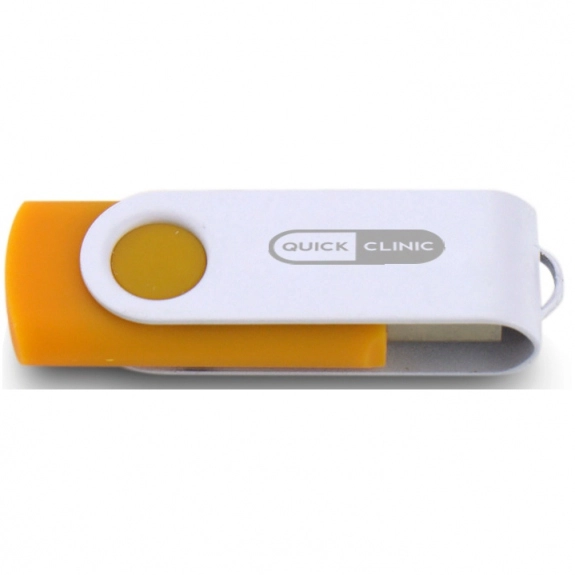 Orange/White Laser Engraved Swing Custom USB Flash Drives - 32GB