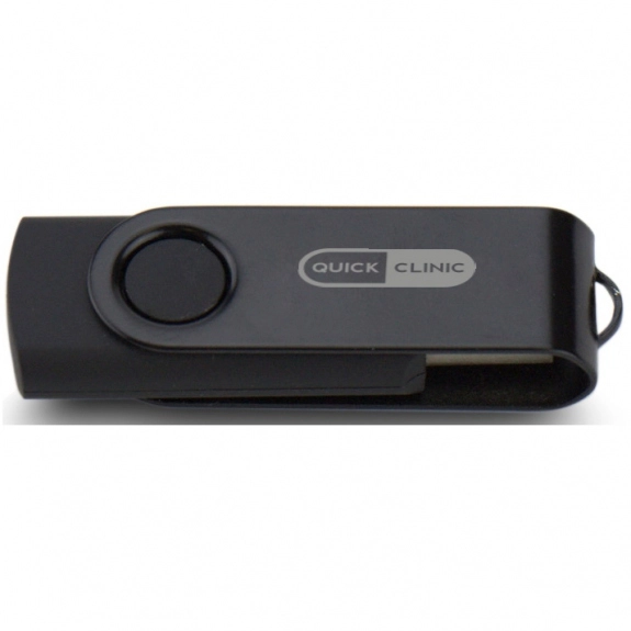 Black Laser Engraved Swing Custom USB Flash Drives - 32GB