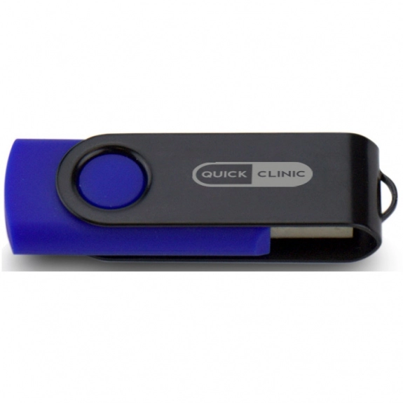 Blue/Black Laser Engraved Swing Custom USB Flash Drives - 32GB