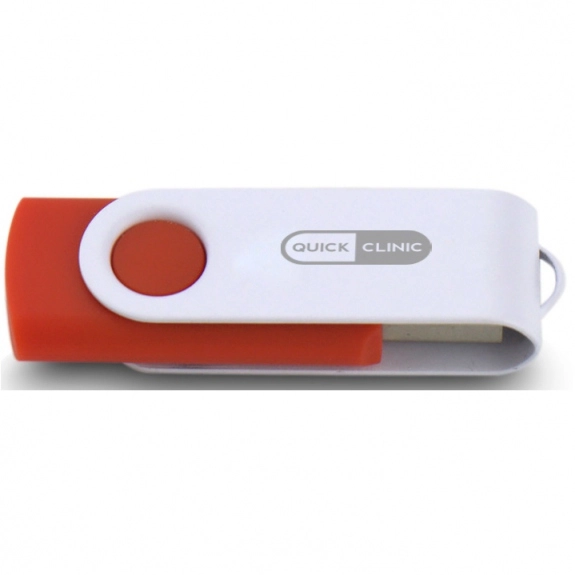 Red/White Laser Engraved Swing Custom USB Flash Drives - 32GB