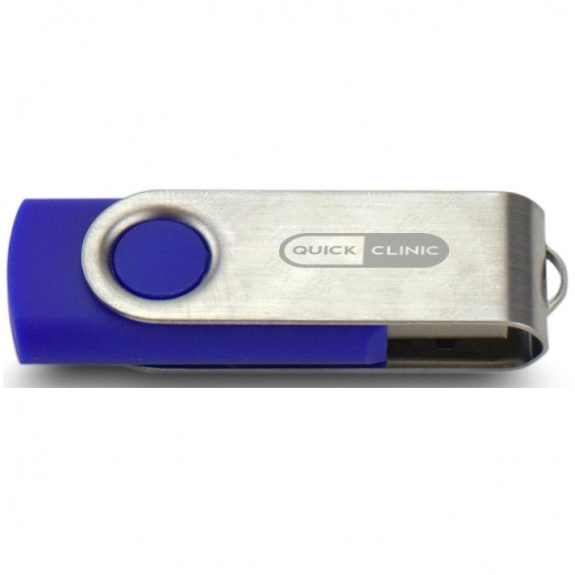 Blue/Silver Laser Engraved Swing Custom USB Flash Drives - 32GB