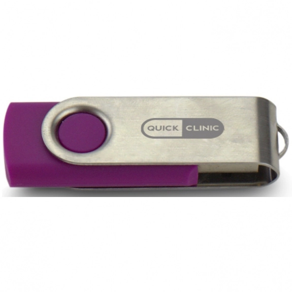 Purple/Silver Laser Engraved Swing Custom USB Flash Drives - 32GB