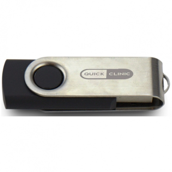 Black/Silver Laser Engraved Swing Custom USB Flash Drives - 32GB