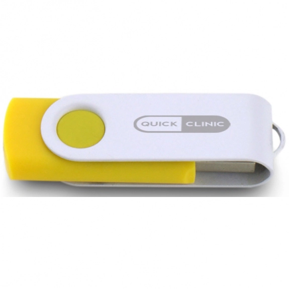 Yellow/White Laser Engraved Swing Custom USB Flash Drives - 32GB