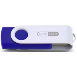 Blue/White Laser Engraved Swing Custom USB Flash Drives - 32GB