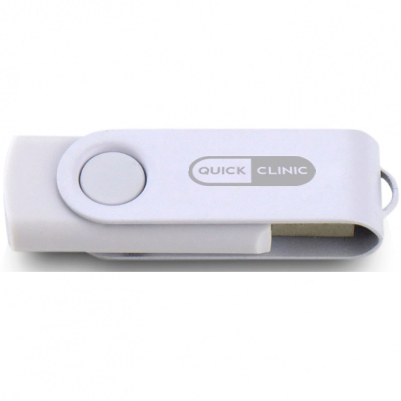 White Laser Engraved Swing Custom USB Flash Drives - 32GB