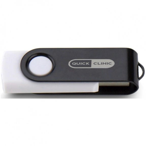 White/Black Laser Engraved Swing Custom USB Flash Drives - 32GB