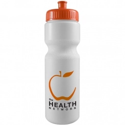 Orange Push/Pull Promotional Sports Bottle - White - 28 oz.