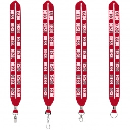 Red Crimped Polyester Custom Lanyards - .75"w