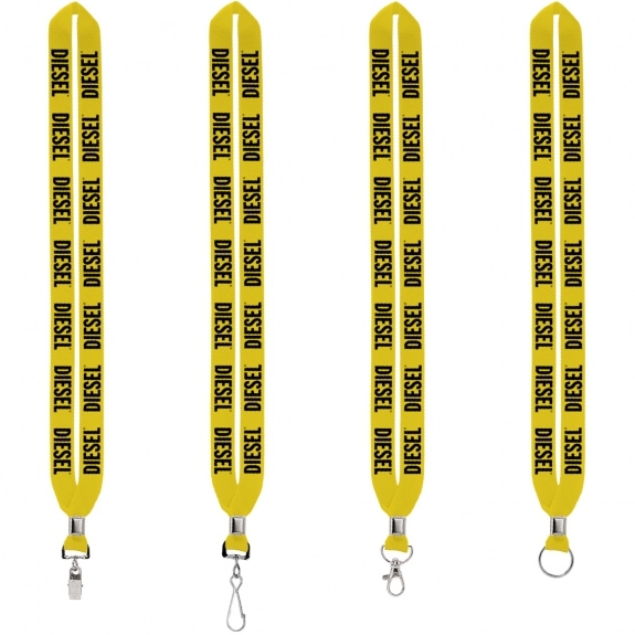 Yellow Crimped Polyester Custom Lanyards - .75"w