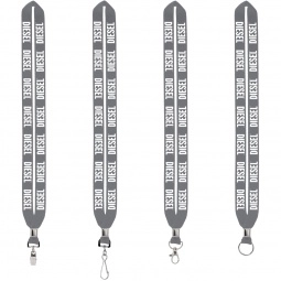 Cool Gray Crimped Polyester Custom Lanyards - .75"w