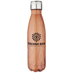 Vacuum Insulated Wood Grain Custom Water Bottle – 17 oz.