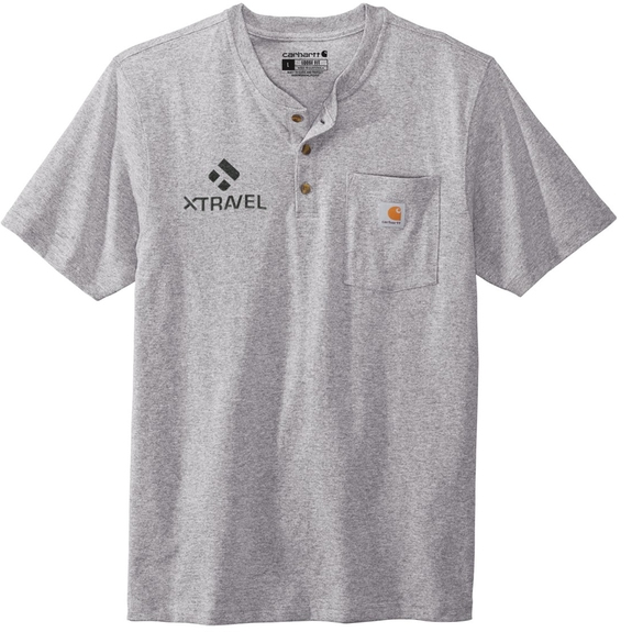 Heather gray Carhartt&#174; Custom Short Sleeve Henley Shirt - Men's