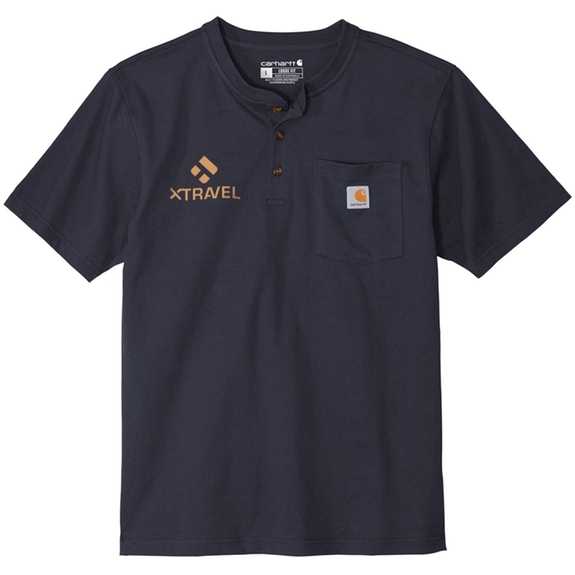 Navy Carhartt&#174; Custom Short Sleeve Henley Shirt - Men's