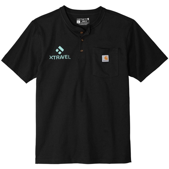 Black Carhartt&#174; Custom Short Sleeve Henley Shirt - Men's