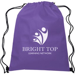 Purple - Ivory Non-Woven Custom Drawstring Backpack 