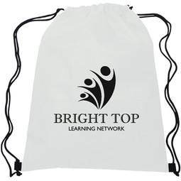 White - Non-Woven Custom Drawstring Backpack 